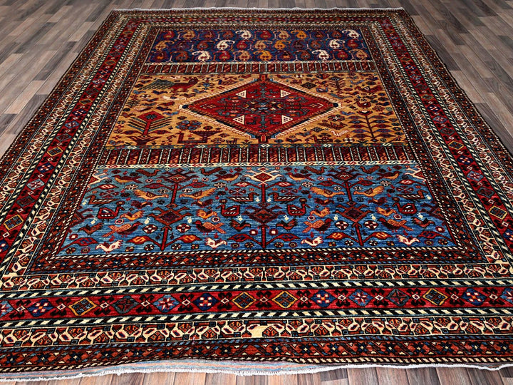 8'7" x 9'11" New Hand Knotted Yellow Wool Rectangle Oriental Rug - MOA102558