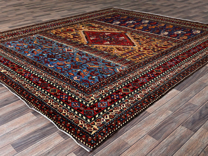 8'7" x 9'11" New Hand Knotted Yellow Wool Rectangle Oriental Rug - MOA102558