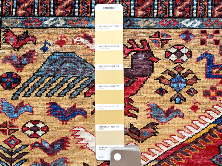 8'7" x 9'11" New Hand Knotted Yellow Wool Rectangle Oriental Rug - MOA102558