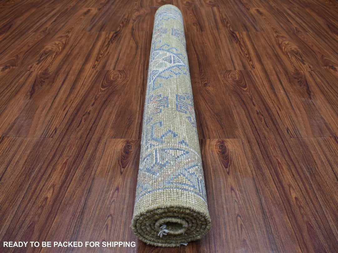 4'1" x 6'0" New Hand Knotted Yellow Wool Rectangle Oriental Rug - MOA10255955