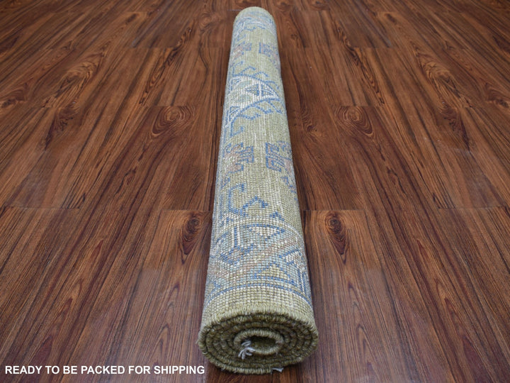 4'1" x 6'0" New Hand Knotted Yellow Wool Rectangle Oriental Rug - MOA10255955