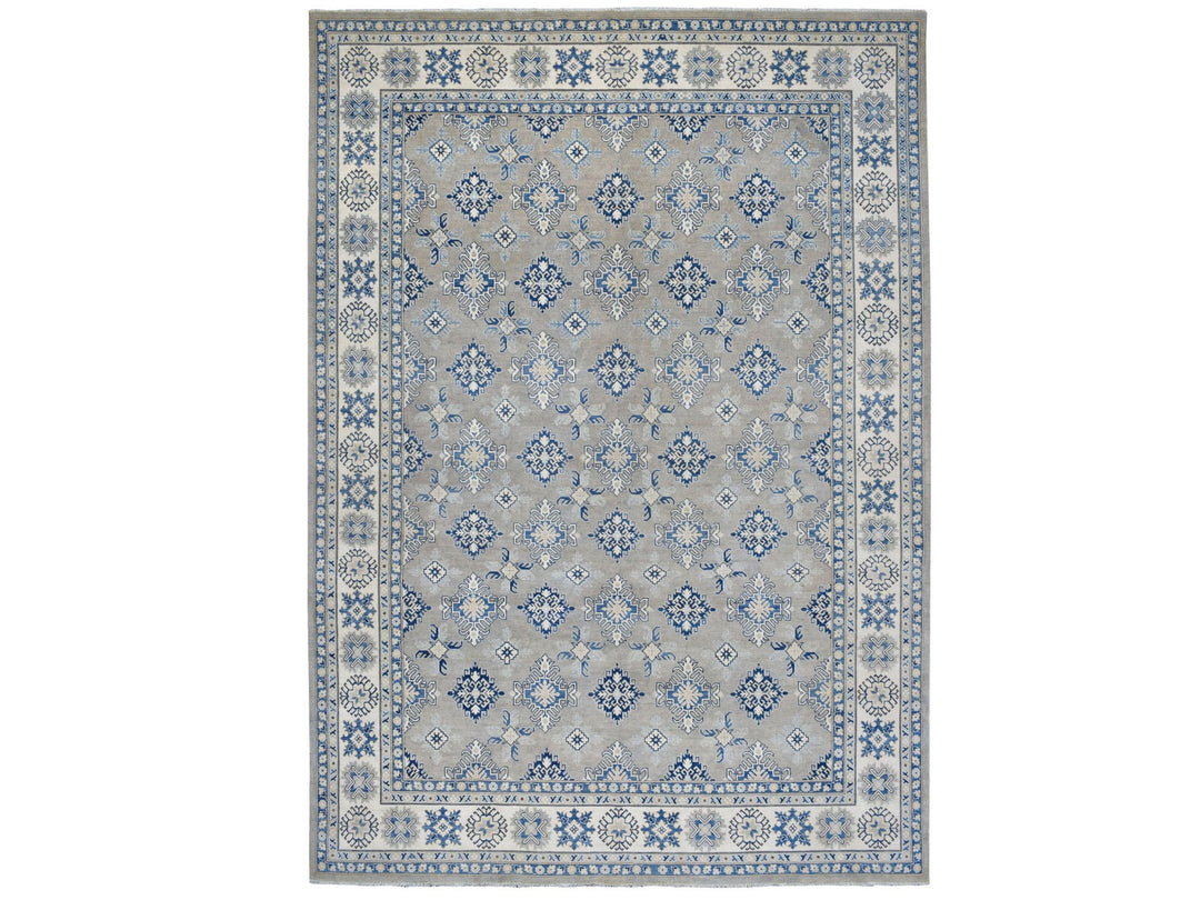9'8" x 13'9" New Hand Knotted Grey Wool Rectangle Oriental Rug - MOA10255968