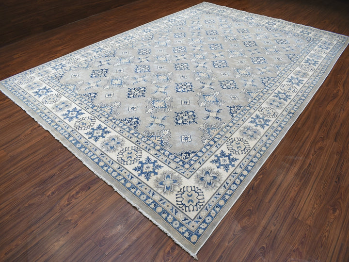 9'8" x 13'9" New Hand Knotted Grey Wool Rectangle Oriental Rug - MOA10255968