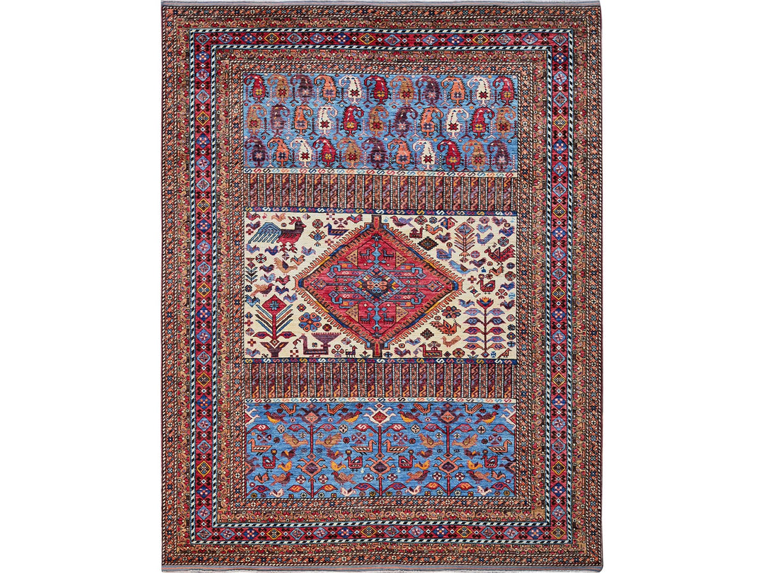 8'6" x 10'8" New Hand Knotted Ivory Wool Rectangle Oriental Rug - MOA102559