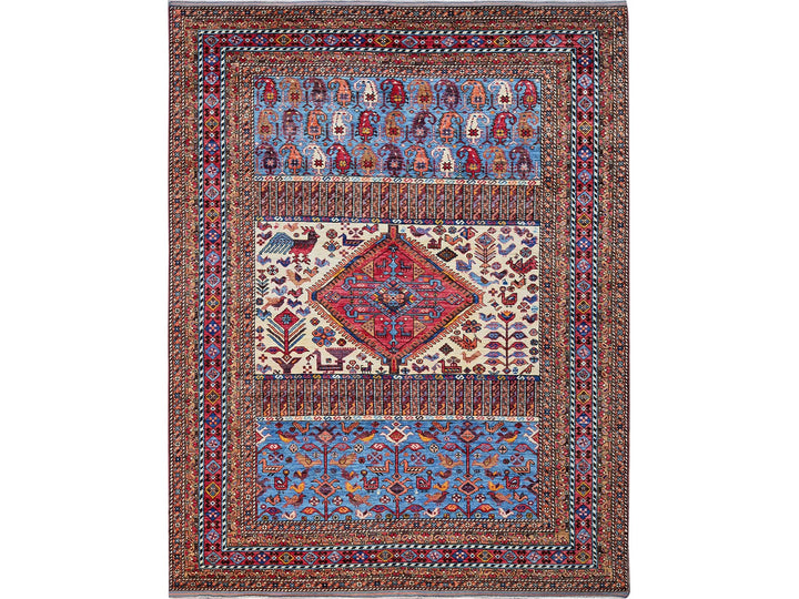 8'6" x 10'8" New Hand Knotted Ivory Wool Rectangle Oriental Rug - MOA102559