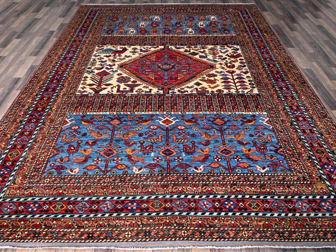 8'6" x 10'8" New Hand Knotted Ivory Wool Rectangle Oriental Rug - MOA102559