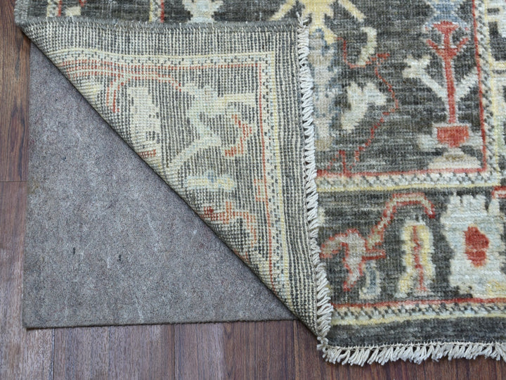 2'9" x 9'8" New Hand Knotted Grey Wool Runner Oriental Rug - MOA10256081