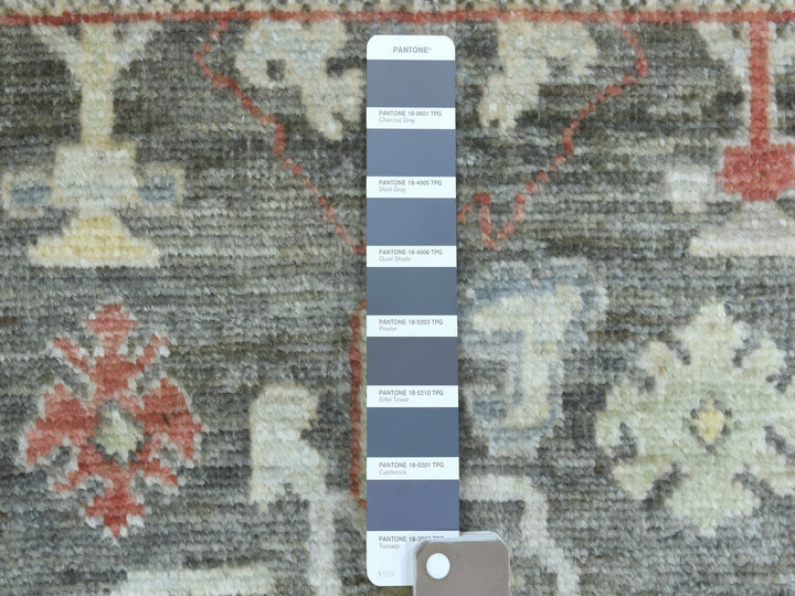 2'9" x 9'8" New Hand Knotted Grey Wool Runner Oriental Rug - MOA10256081
