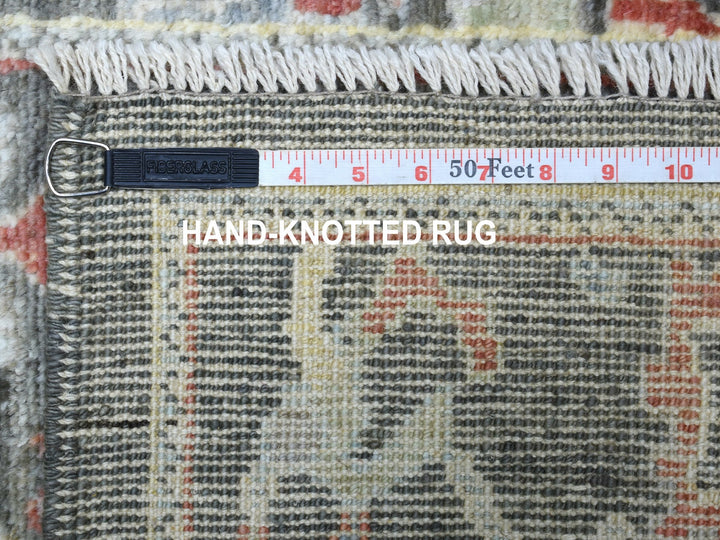 2'9" x 9'8" New Hand Knotted Grey Wool Runner Oriental Rug - MOA10256081