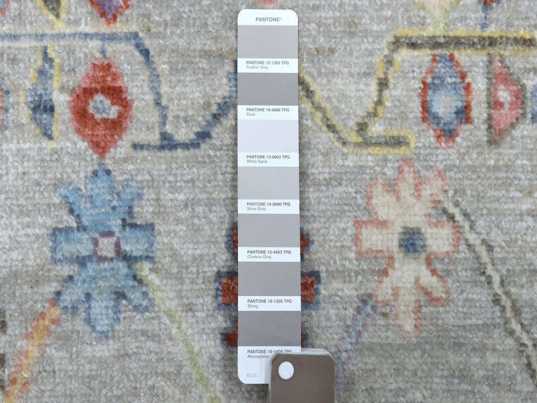 2'5" x 17'1" New Hand Knotted Grey Wool Runner Oriental Rug - MOA10256115