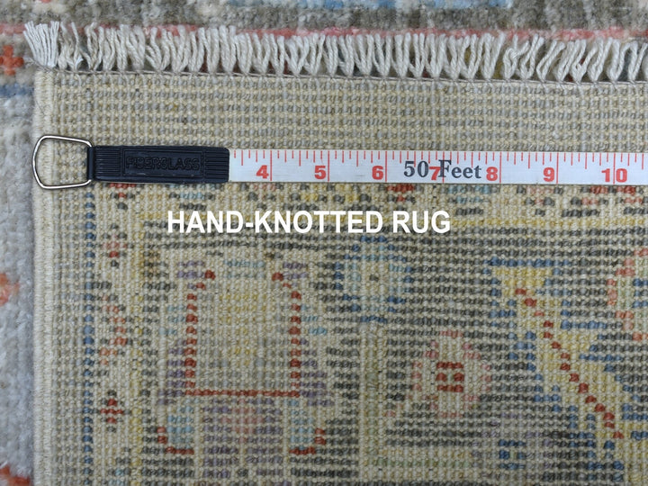 2'5" x 17'1" New Hand Knotted Grey Wool Runner Oriental Rug - MOA10256115