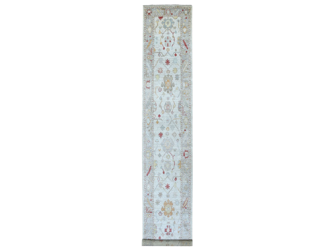 2'10" x 17'3" New Hand Knotted Grey Wool Runner Oriental Rug - MOA10256120