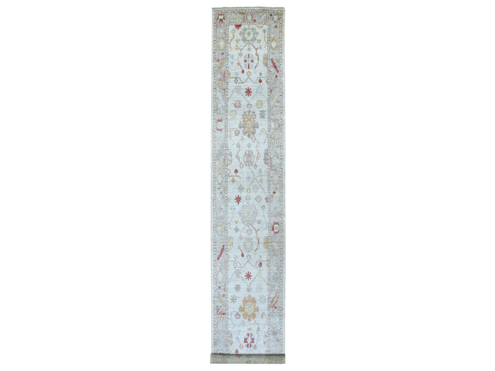 2'10" x 17'3" New Hand Knotted Grey Wool Runner Oriental Rug - MOA10256120