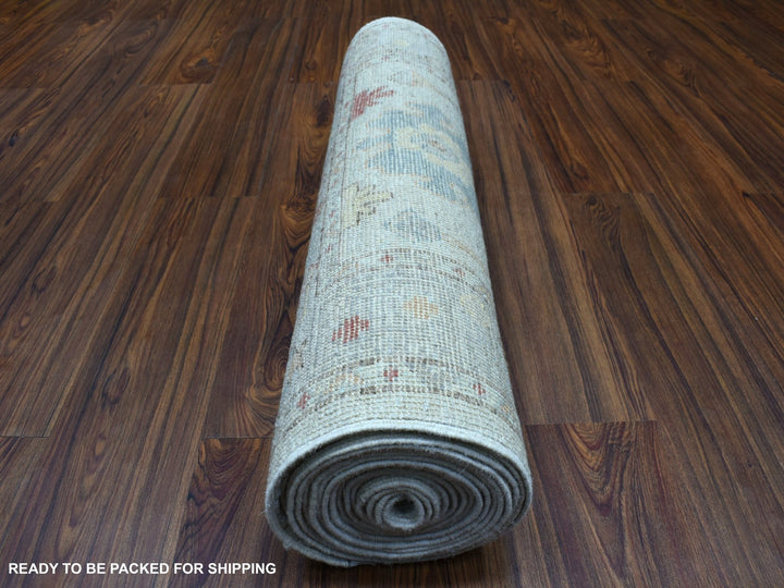 2'10" x 17'3" New Hand Knotted Grey Wool Runner Oriental Rug - MOA10256120