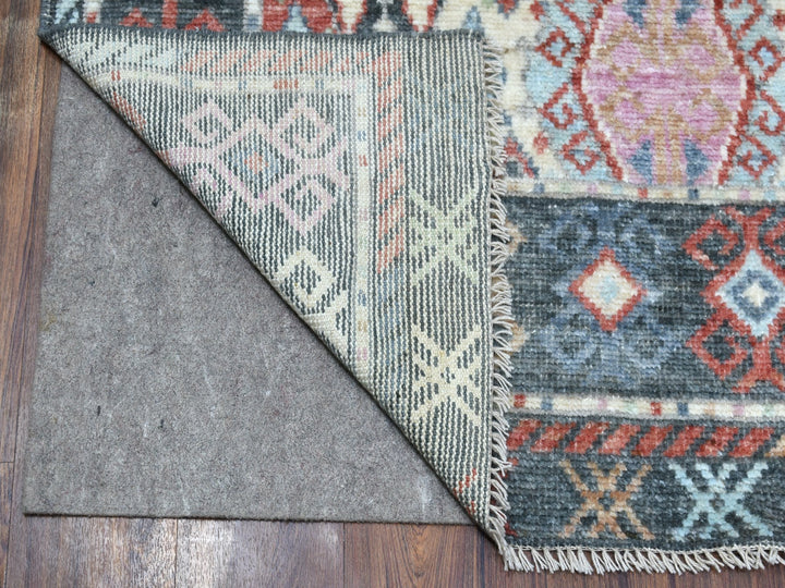 6'1" x 9'2" New Hand Knotted Black Wool Rectangle Oriental Rug - MOA10256200