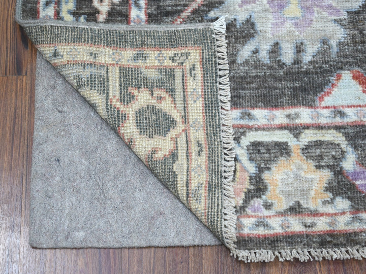 2'9" x 9'9" New Hand Knotted Black Wool Runner Oriental Rug - MOA10256225
