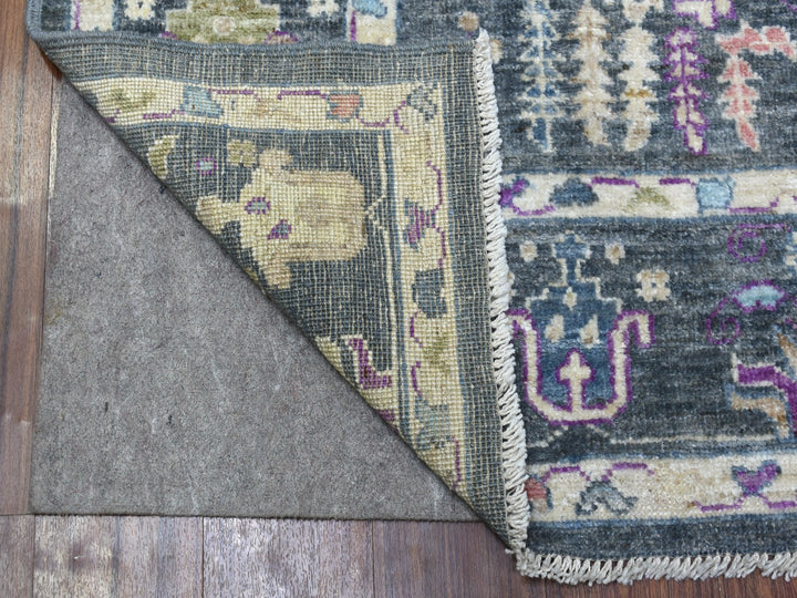 6'4" x 8'9" New Hand Knotted Grey Wool Rectangle Oriental Rug - MOA10256274