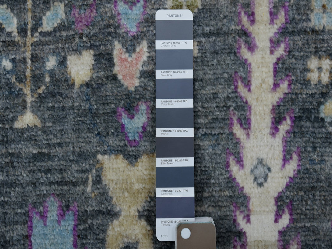 6'4" x 8'9" New Hand Knotted Grey Wool Rectangle Oriental Rug - MOA10256274