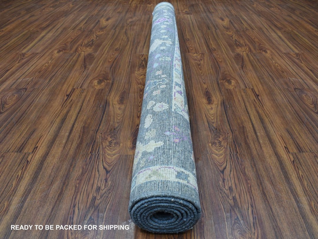 6'4" x 8'9" New Hand Knotted Grey Wool Rectangle Oriental Rug - MOA10256274