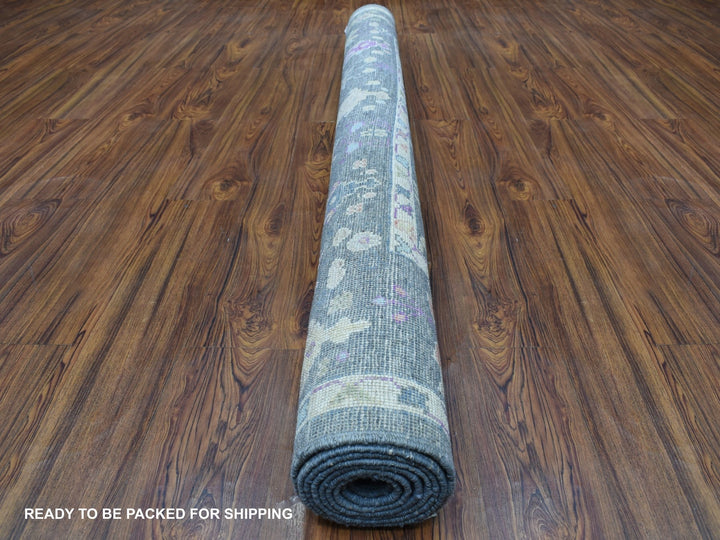 6'4" x 8'9" New Hand Knotted Grey Wool Rectangle Oriental Rug - MOA10256274