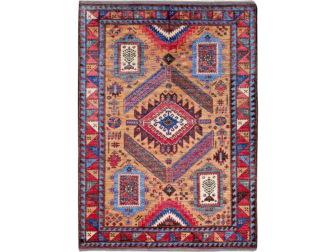 6'1" x 8'4" New Hand Knotted Brown Wool Rectangle Oriental Rug - MOA102562