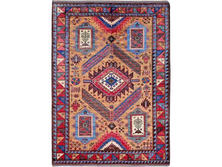 6'1" x 8'4" New Hand Knotted Brown Wool Rectangle Oriental Rug - MOA102562
