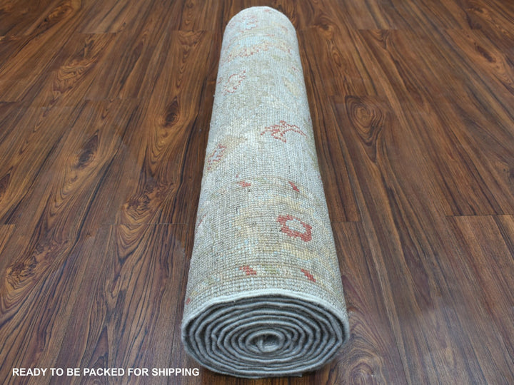2'10" x 11'8" New Hand Knotted Grey Wool Runner Oriental Rug - MOA10256346