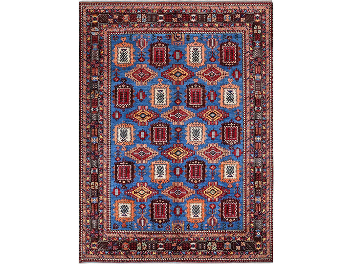 10'1" x 13'4" New Hand Knotted Blue Wool Rectangle Oriental Rug - MOA102563