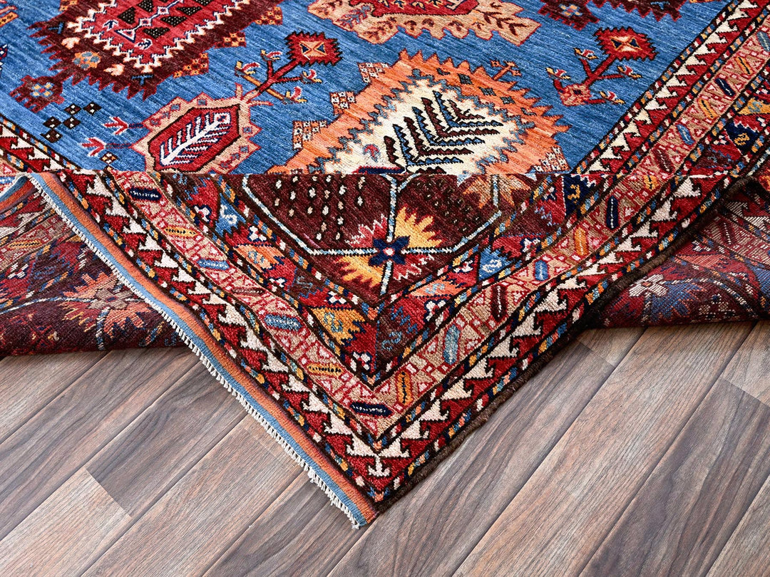 10'1" x 13'4" New Hand Knotted Blue Wool Rectangle Oriental Rug - MOA102563