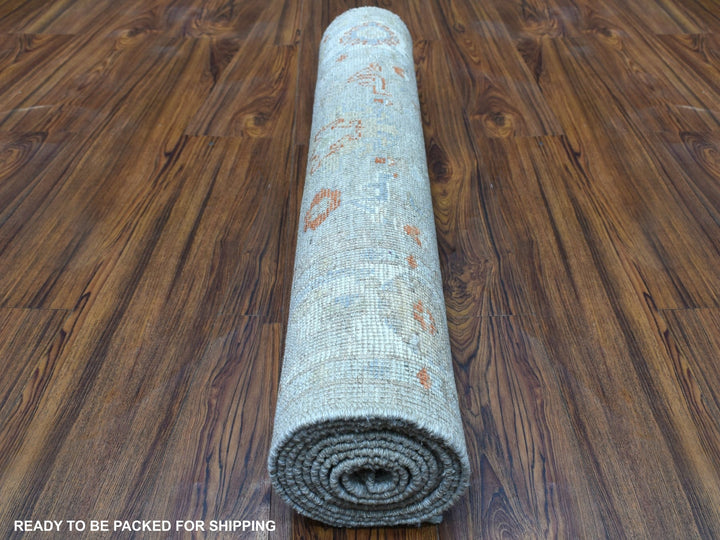 3'2" x 9'7" New Hand Knotted Beige Wool Runner Oriental Rug - MOA10256411