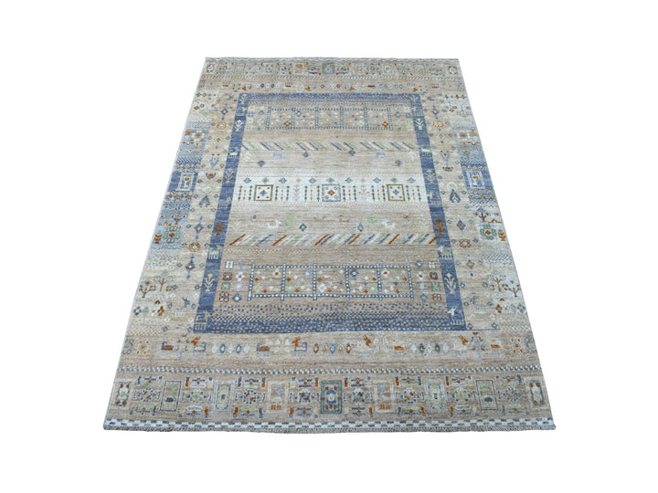 4'0" x 5'10" New Hand Knotted Brown Wool Rectangle Oriental Rug - MOA10256424