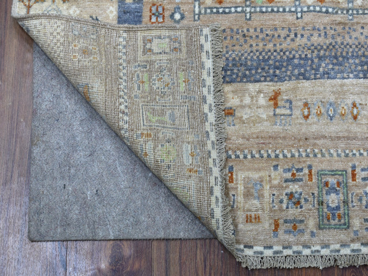 4'0" x 5'10" New Hand Knotted Brown Wool Rectangle Oriental Rug - MOA10256424