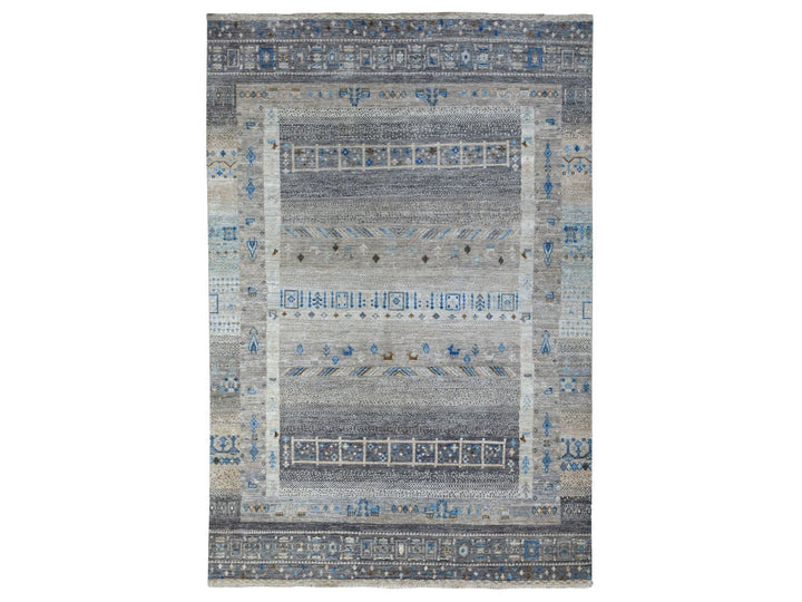 5'10" x 8'10" New Hand Knotted Grey Wool Rectangle Oriental Rug - MOA10256427