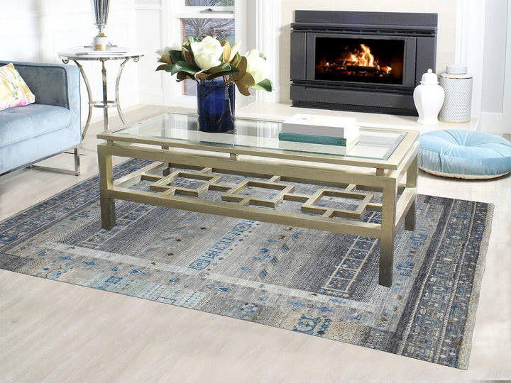 5'10" x 8'10" New Hand Knotted Grey Wool Rectangle Oriental Rug - MOA10256427