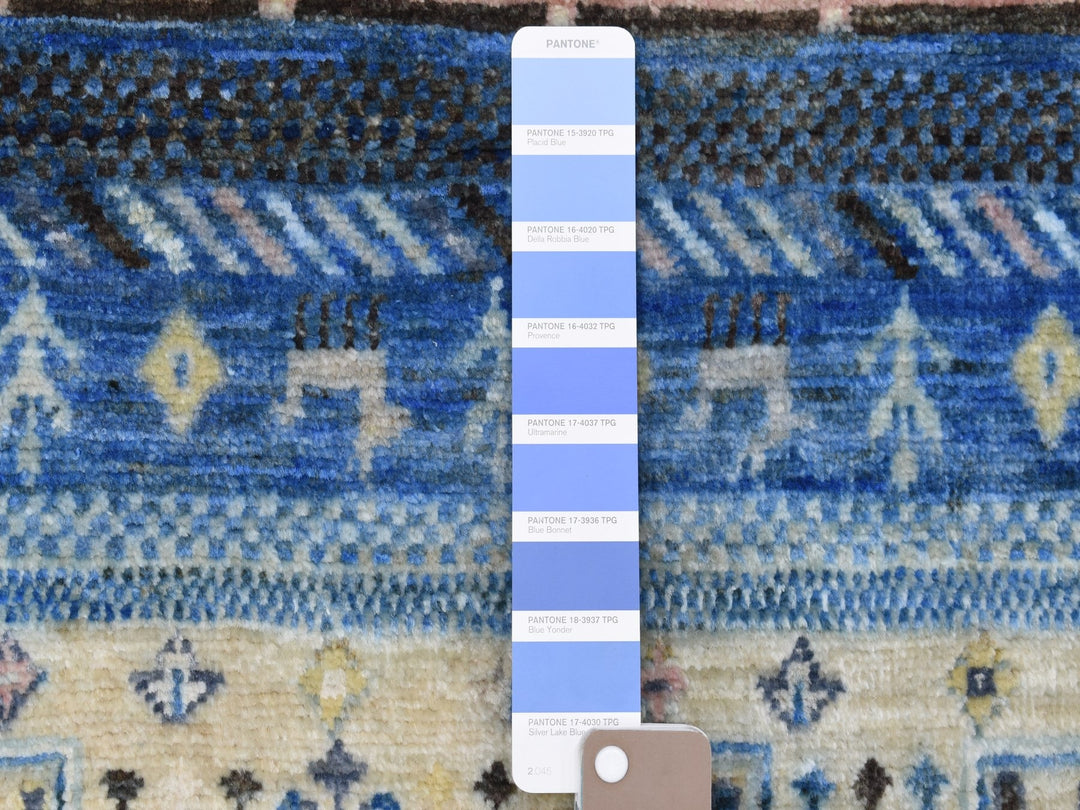 2'10" x 4'10" New Hand Knotted Blue Wool Rectangle Oriental Rug - MOA10256457
