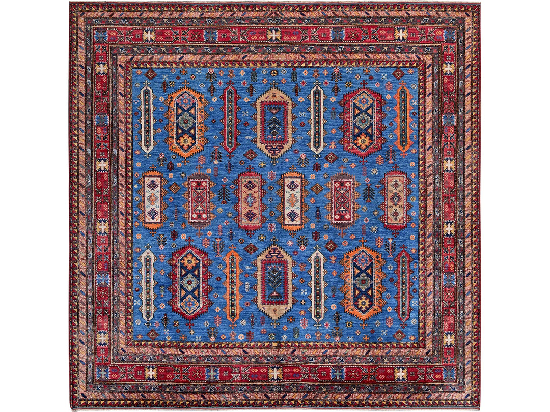 9'9" x 10'4" New Hand Knotted Blue Wool Square Oriental Rug - MOA102564