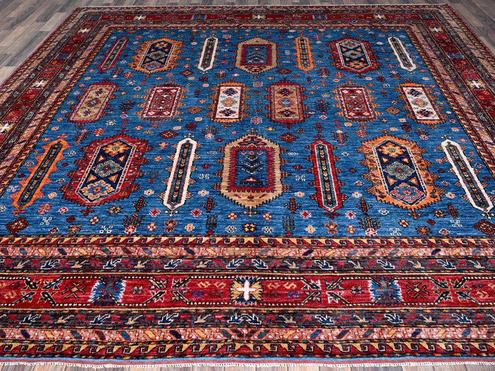 9'9" x 10'4" New Hand Knotted Blue Wool Square Oriental Rug - MOA102564