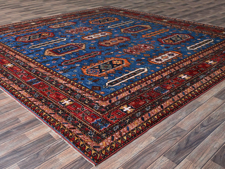 9'9" x 10'4" New Hand Knotted Blue Wool Square Oriental Rug - MOA102564