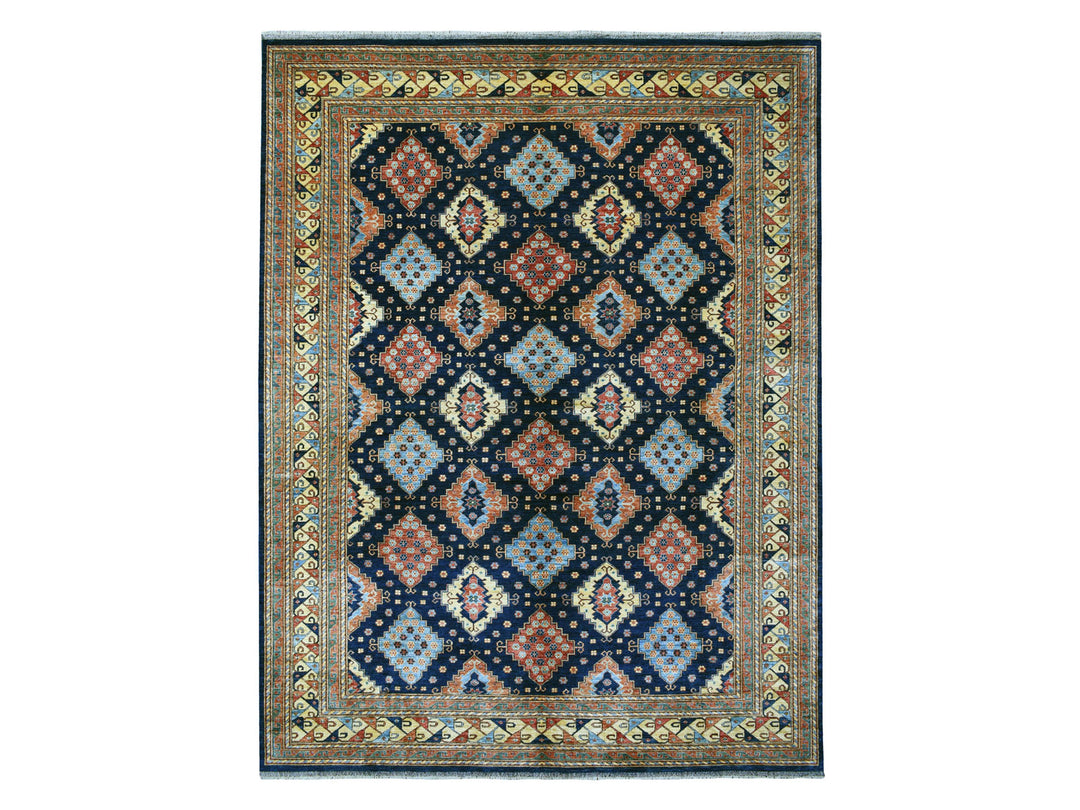 10'1" x 13'3" New Hand Knotted Blue Wool Rectangle Oriental Rug - MOA10256521