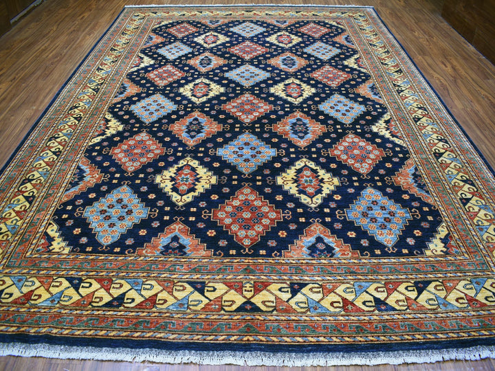 10'1" x 13'3" New Hand Knotted Blue Wool Rectangle Oriental Rug - MOA10256521