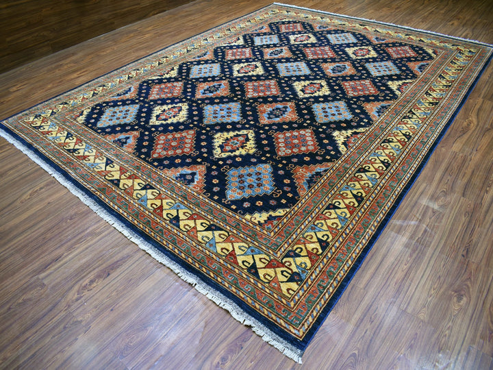 10'1" x 13'3" New Hand Knotted Blue Wool Rectangle Oriental Rug - MOA10256521