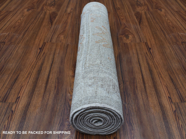 2'8" x 10'0" New Hand Knotted Beige Wool Runner Oriental Rug - MOA10256592