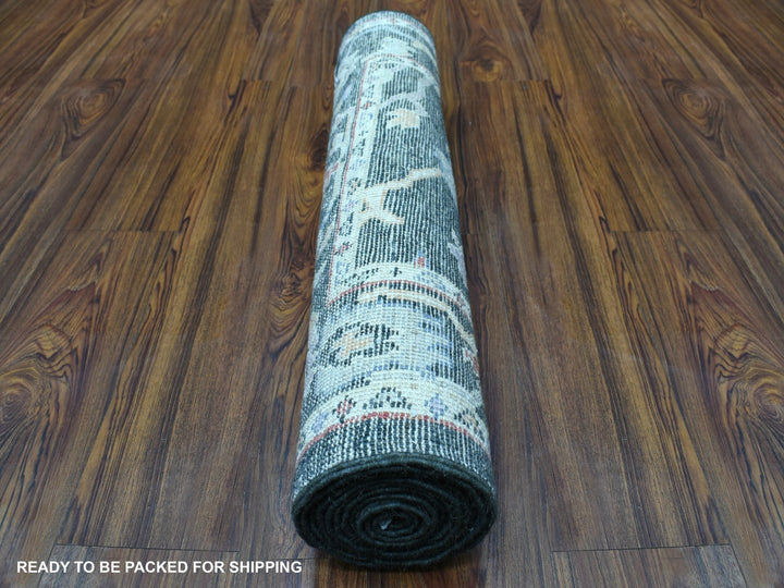 2'10" x 9'10" New Hand Knotted Black Wool Runner Oriental Rug - MOA10256596