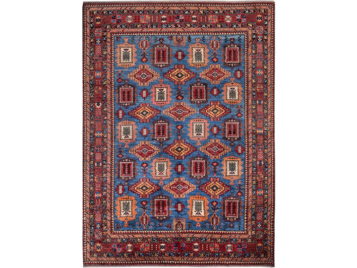 9'11" x 13'6" New Hand Knotted Blue Wool Rectangle Oriental Rug - MOA102565