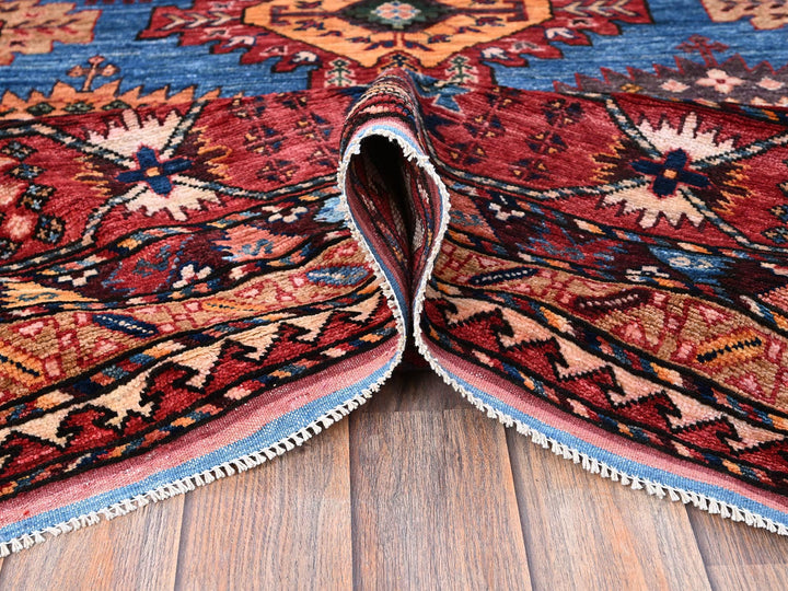 9'11" x 13'6" New Hand Knotted Blue Wool Rectangle Oriental Rug - MOA102565