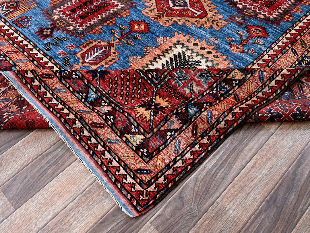 9'11" x 13'6" New Hand Knotted Blue Wool Rectangle Oriental Rug - MOA102565