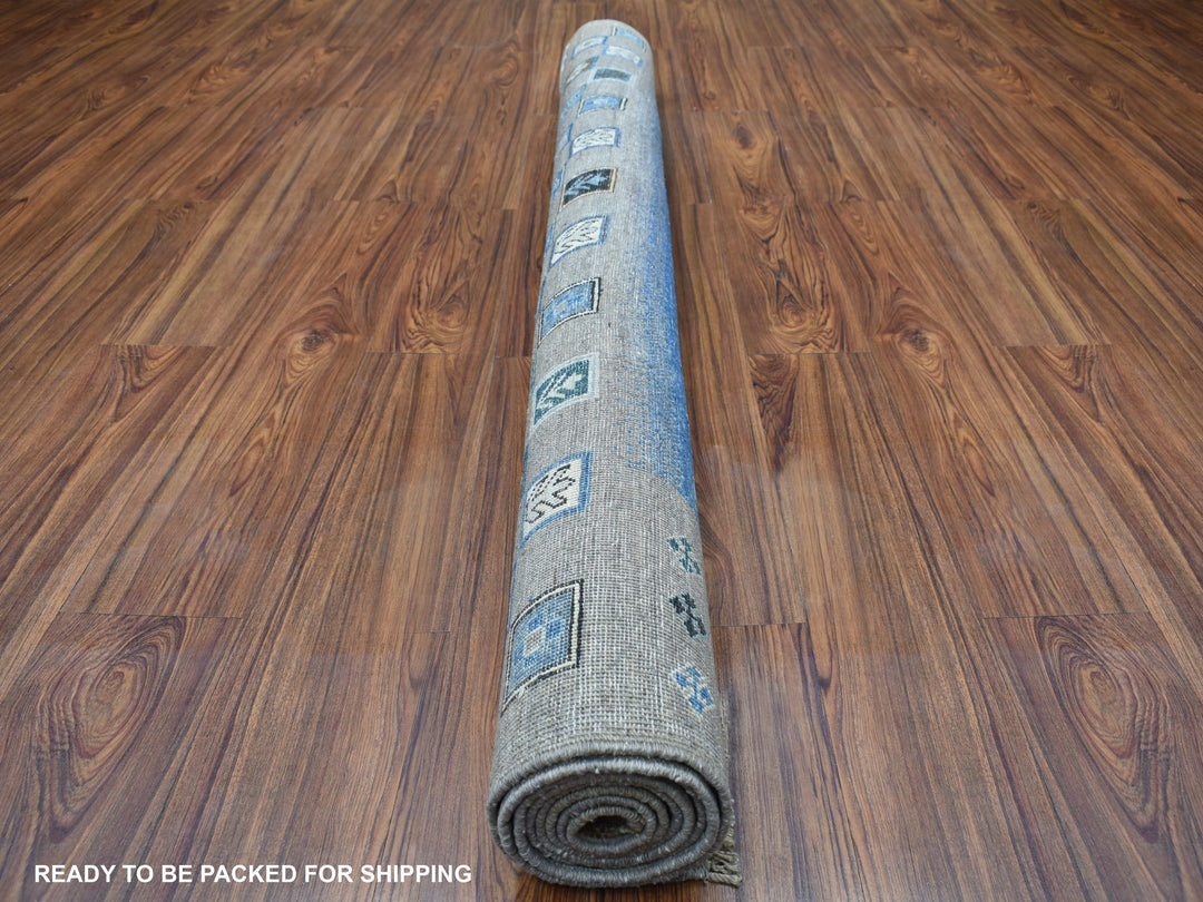 5'8" x 7'10" New Hand Knotted Grey Wool Rectangle Oriental Rug - MOA10256617