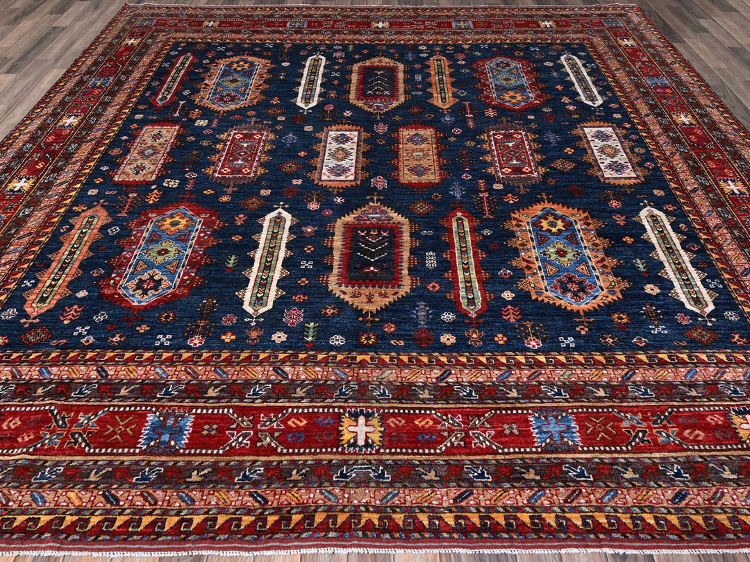 9'11" x 10'2" New Hand Knotted Blue Wool Square Oriental Rug - MOA102566