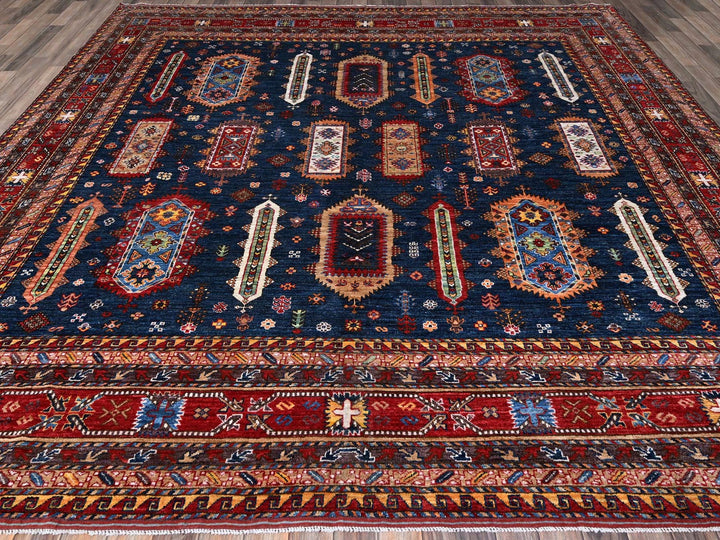 9'11" x 10'2" New Hand Knotted Blue Wool Square Oriental Rug - MOA102566