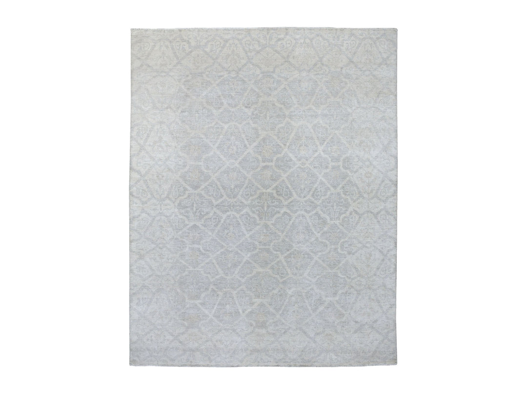 8'0" x 9'9" New Hand Knotted Ivory Wool Rectangle Oriental Rug - MOA10256732